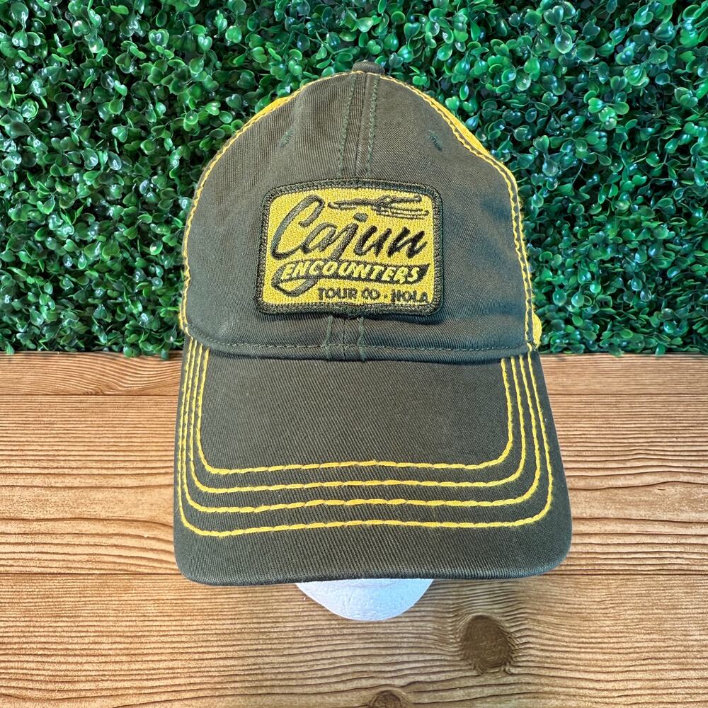 Cajun Encounter Tour Co NOLA New Orleans Green Yellow Mesh Snapback Cap